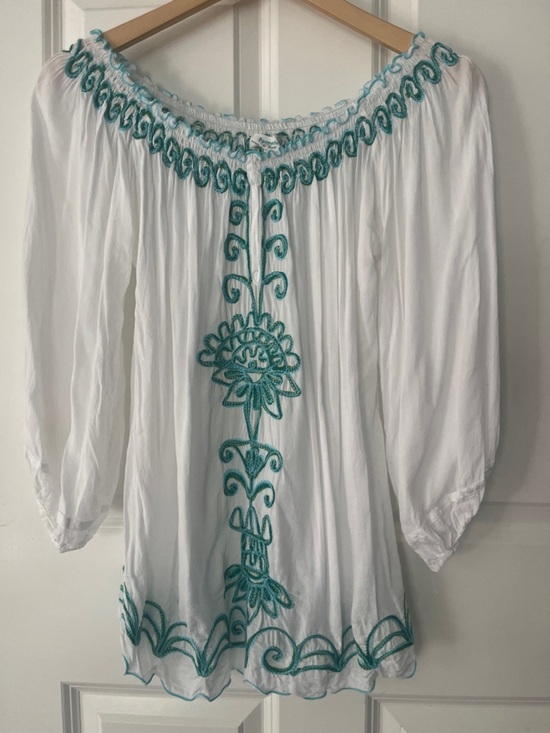 Poupette St Barth Tops - Poupette St. Barth Off Shoulder Embroidered Top Large